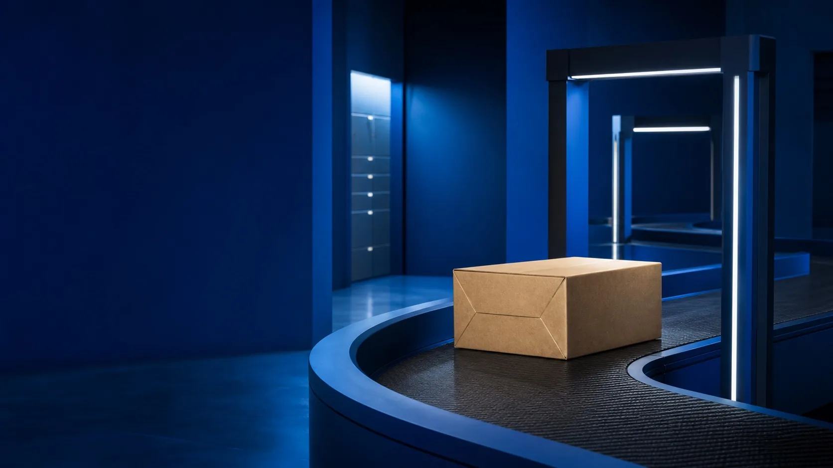 Prémiový štúdiový vizuál balíka na architektonickej logistickej trase